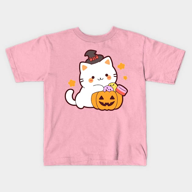 Cute trick or treat kitty Kids T-Shirt by Retroprints